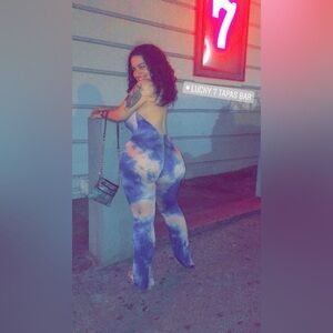 Blue Tie Dye Romper Pant Large